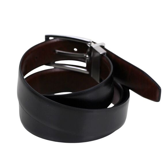 Nordstrom BLACK BROWN REAL LEATHER 1 1/8"Wd REVERSIBLE CASUAL DRESS BELT 38 (13M - Picture 8 of 16